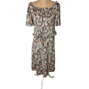 VTG Union Sue Brett Prairie Skirt Set  2-PC Cottagecore USA  Floral Sheer S